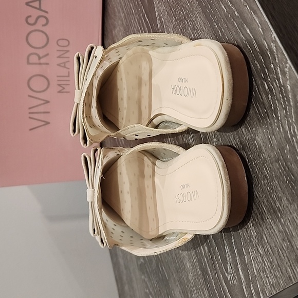 Vivo Rosa Sheer Polka Dot Pointed Toe Bow Mule Slip On Sandals - Picture 8 of 8